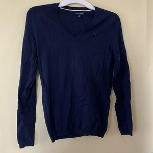 Tommy Hilfiger Navy blue cotton v neck sweater size xs